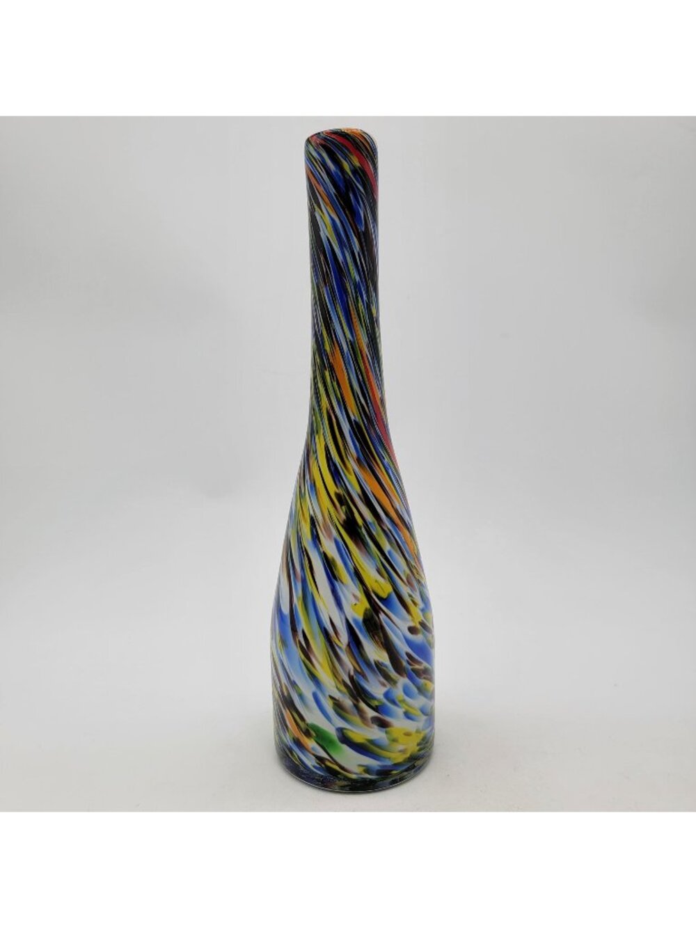 Vintage Venetian Swirl Colorful Art Glass Bottle/Bud Vase